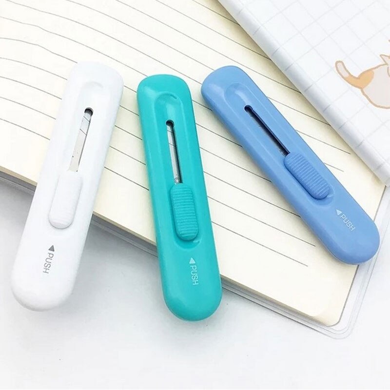 3 colors mini cutter Utility Knife Box Cutter Retractable Razor Blade Knife Office Supplies