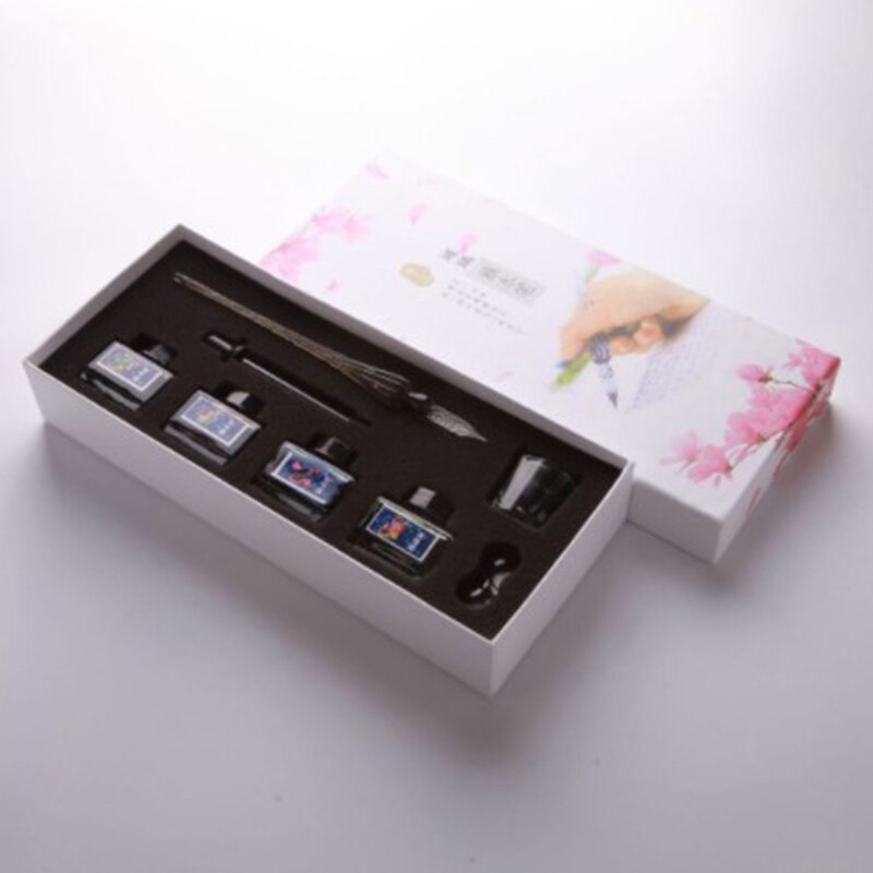 Vintage Handmade Glass Dip Signature Ink Fountain Pen Writing Tool Offices School Stationery With Box