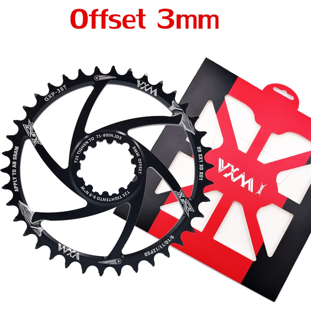 Vxm fiets gxp kettingblad smal breed mtb kettingblad 30t 32t 34t 36t 38t 40t voor sram  xx1 x9 xo x01 gx11 eagle  nx 1/3mm crankstel: Offset 3mm / 36t