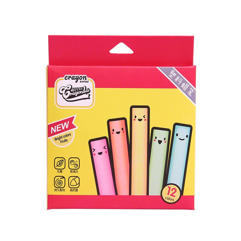 EZONE 12 Candy Colors Crayon Round Plastic Non-toxic Non-dirty hands Crayons For Children Painting Drawing School Office Supply