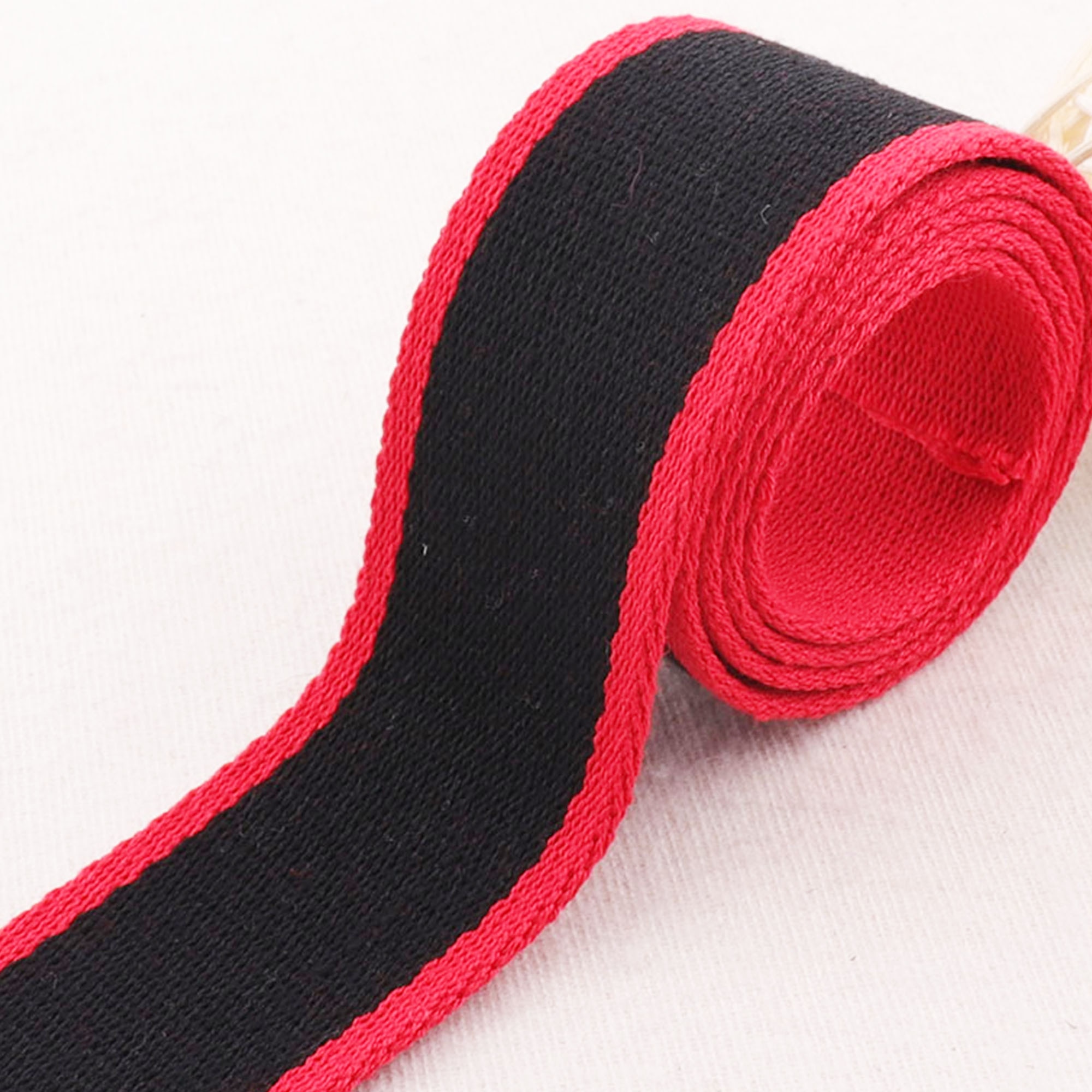 38mm/50mm Black Red Striped Webbing Red Edge Back Cotton Heavy Weight Purse Straps Totes Belts Tape Bag Handle1.5"-2"