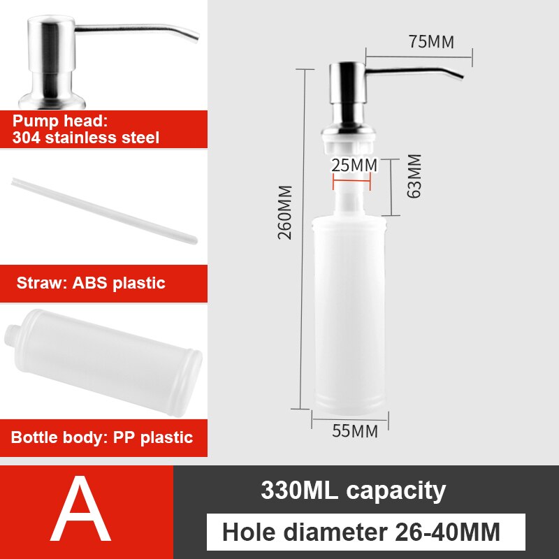 Tvättställ tvättmaskin abs plast inbyggd lotion pump plastflaska för badrum och kök flytande tvål organisera 300ml: Röd