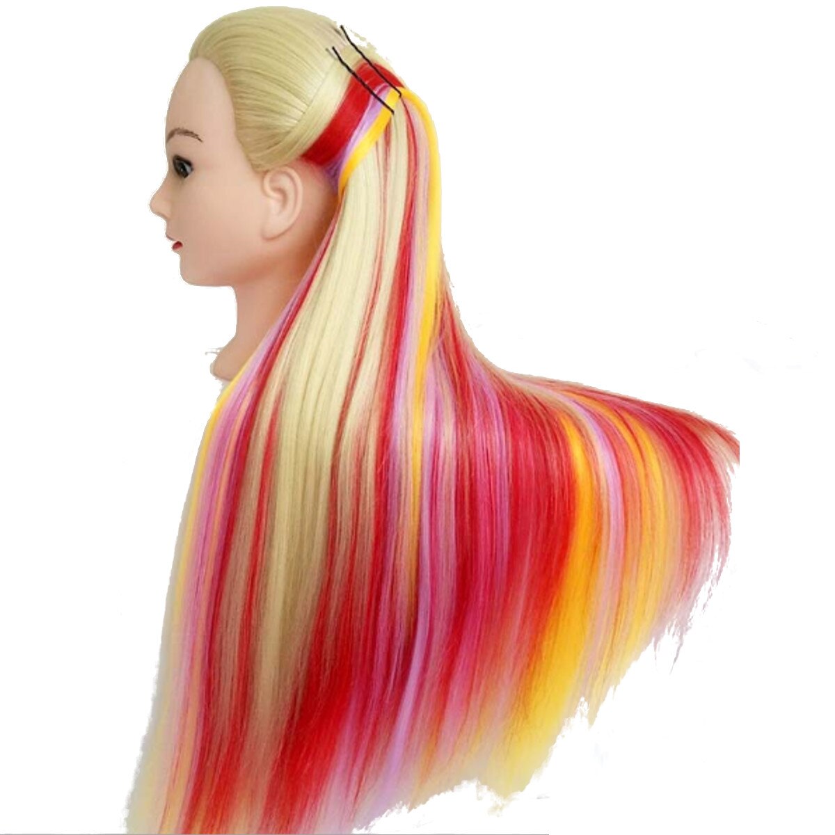 Colorful head dolls for hairdressers 65cm hair mannequin head hairstyles Female Mannequin Hairdressing Styling Training Head: 1