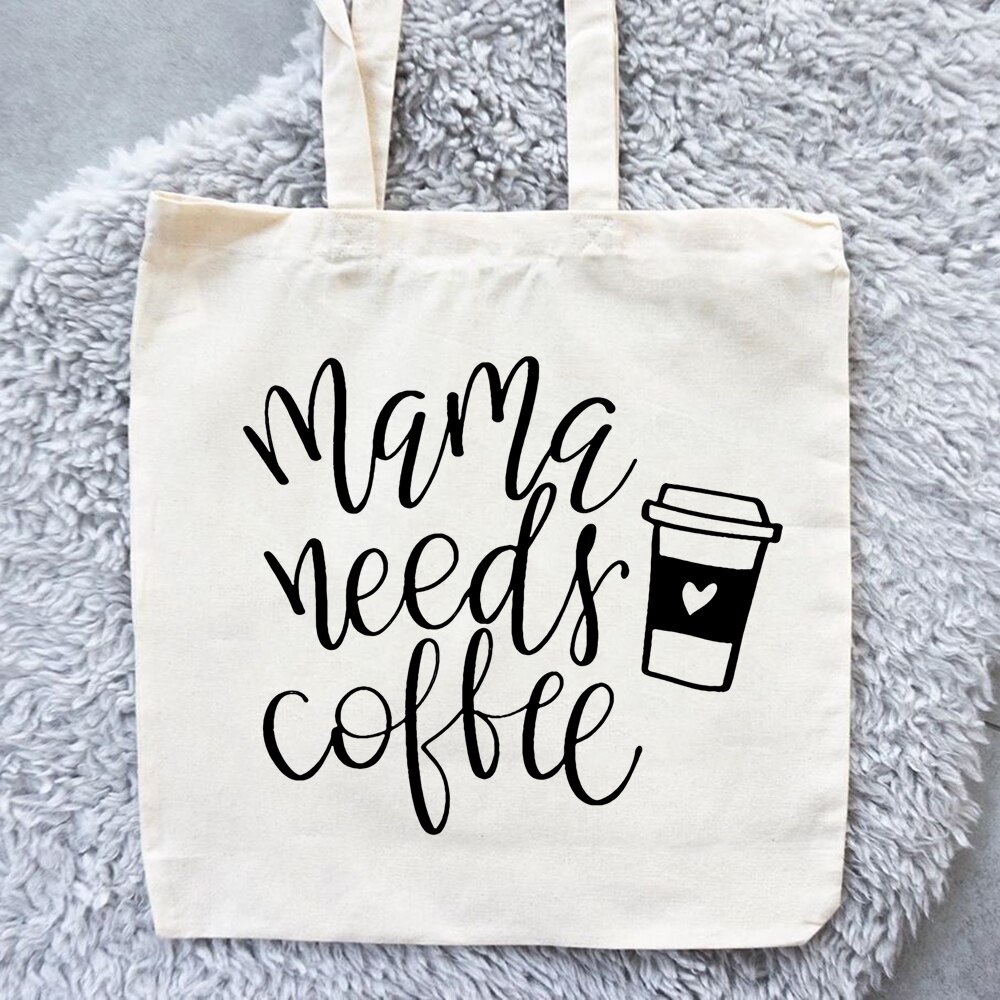 Women Canvas Bag Mom Life Bags Reusable Shopping Tote Bag Nothing In This Bag Belongs To Me Coffee Print Travel Bag Diaper Bag: B1620-TBWH-M