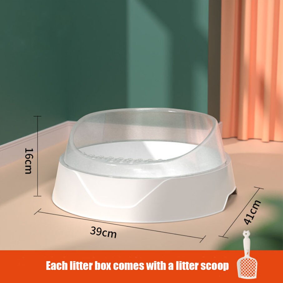 Semi-cerrado para desechos de gatos caja de baño redondo gato bandeja de arena grande pequeño Anti-splash desodorante arena gran tarta de huevo 3 Color: Small White