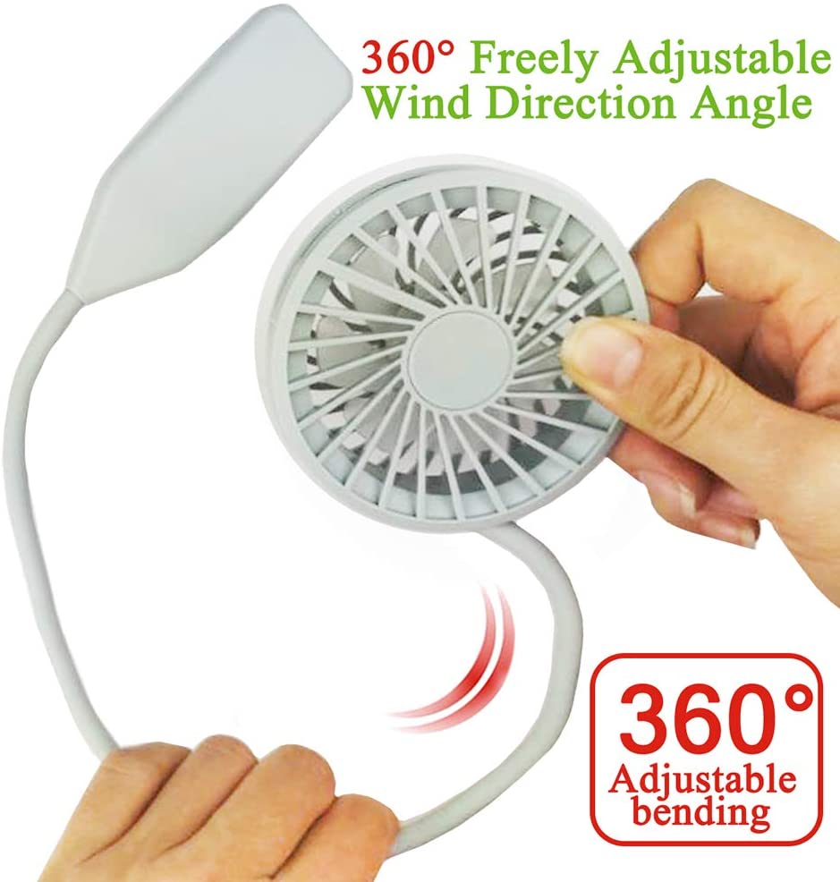 Ventilateur portable usb, ventilateur froid, mains libres, ventilateur de cou suspendu, mini ventilateur de sport rechargeable, 3- vitesses réglables, double ventilateur de cou pour la maison et le bureau