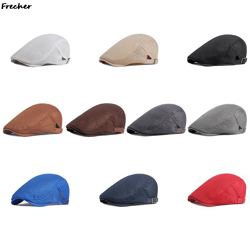 Casquette de livreur de journaux en maille respirante, chapeau plat d'été pour hommes et femmes, béret britannique, Casquette de conduite, Cabbie de Golf à la