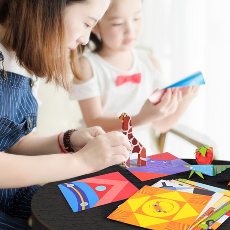 54 Pz/impostato Artigianato bambino Giocattoli di Cartone Animato Animale origami di Carta di Taglio Libro per Bambini di Taglio della Carta Di puzzle di Apprendimento Precoce Giocattoli Educativi Regali