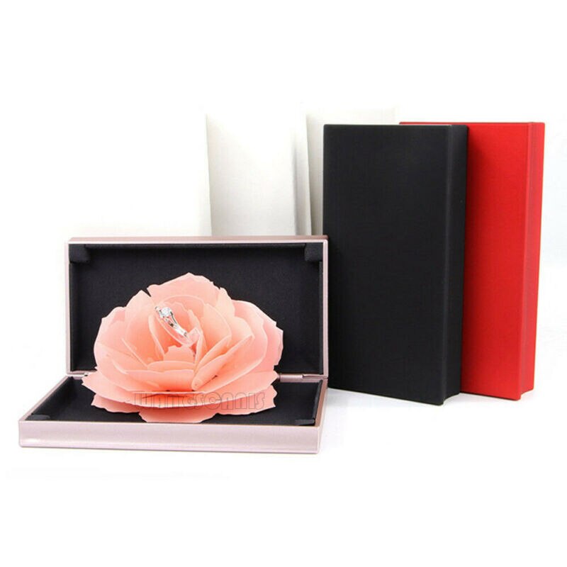 Valentine's Day Box 3D Pop Up Rose Flower Ring Boxes Wedding Engagement Jewelry Storage Case