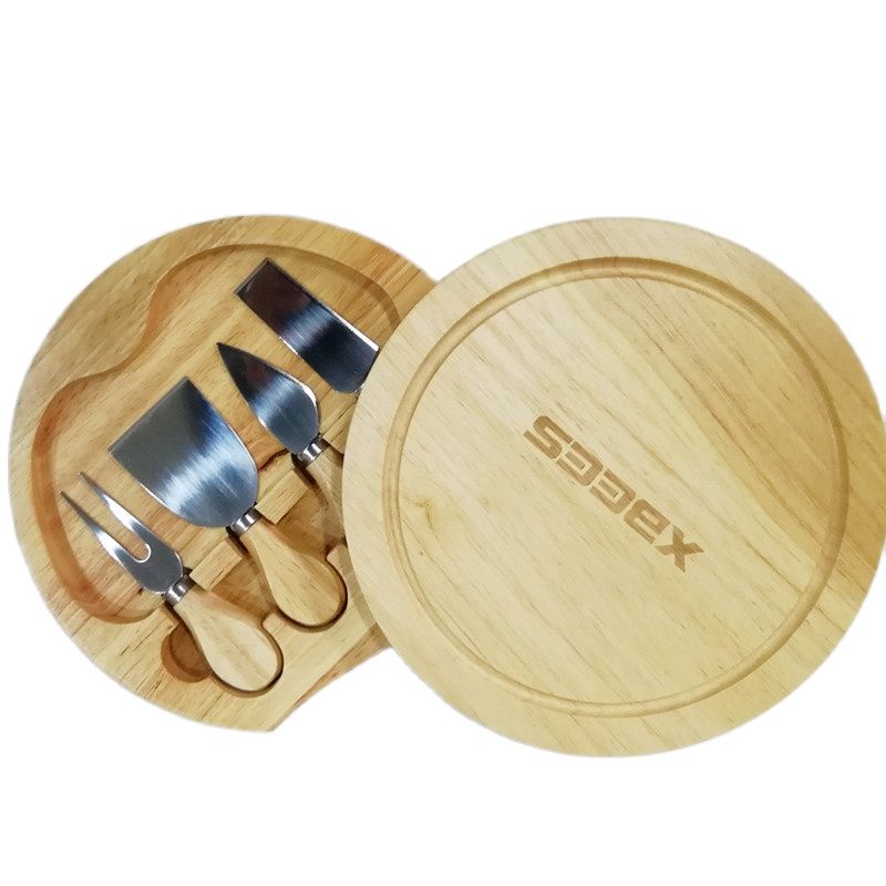 Rubber Wood Cheese Cutting Board Knives Cutter Set Chef Kitchen Tool