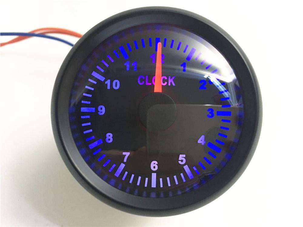 Jauges d&#39;horloge automatique 52mm, 1 pièce, 0-12 heures affichage compteur horloge rétro-éclairage rouge 9-32v pour voiture bateau moto: blue backlight BN