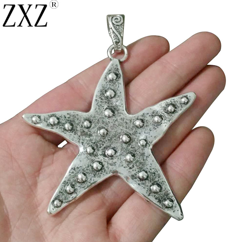 ZXZ 2 stücke Große Gehämmert Seestern Charme Anhänger für Schmuck, sterben Entdeckungen 73x68mm