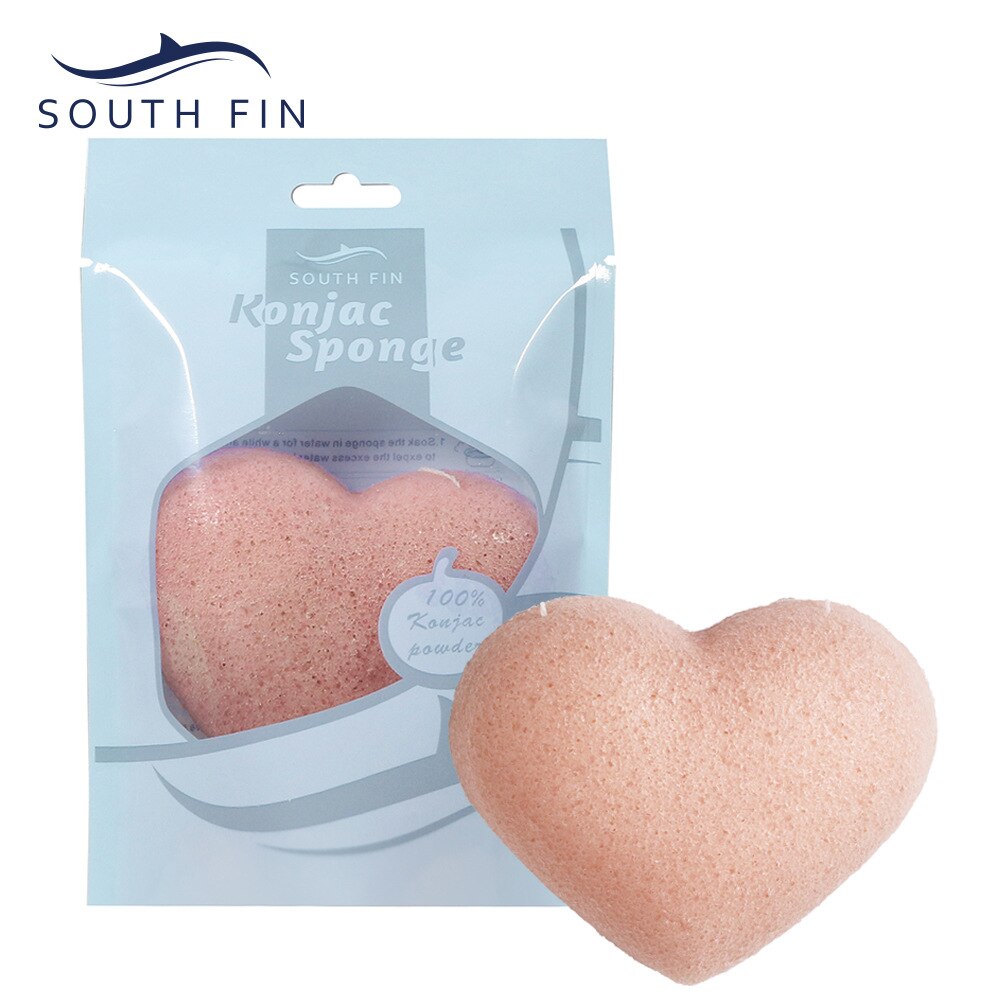 7 Colors Heart-shaped Cleansing Puff Sponge Exfoliating Cleansing Konjac Flutter Natural Soft Deep Cleansing Blackhead Face Wash: 04