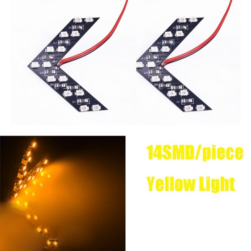 2 Stks/partij 14 Smd Led Arrow Panel Voor Auto Achteruitkijkspiegel Indicator Richtingaanwijzer Auto Led Achteruitkijkspiegel licht