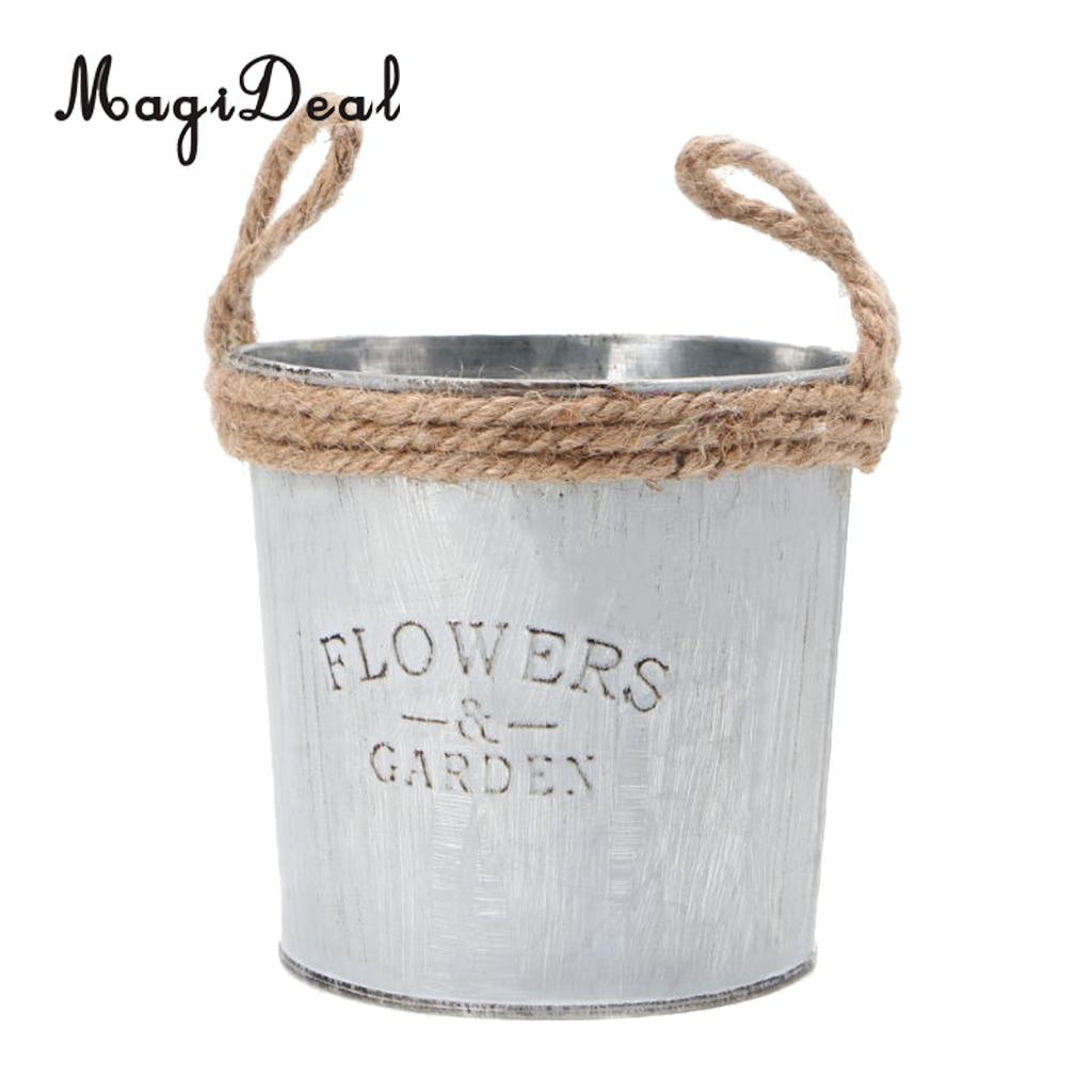 Maceta de jardín, maceta, maceta, cubo para flores, hierro galvanizado, Shabby Chic: 02