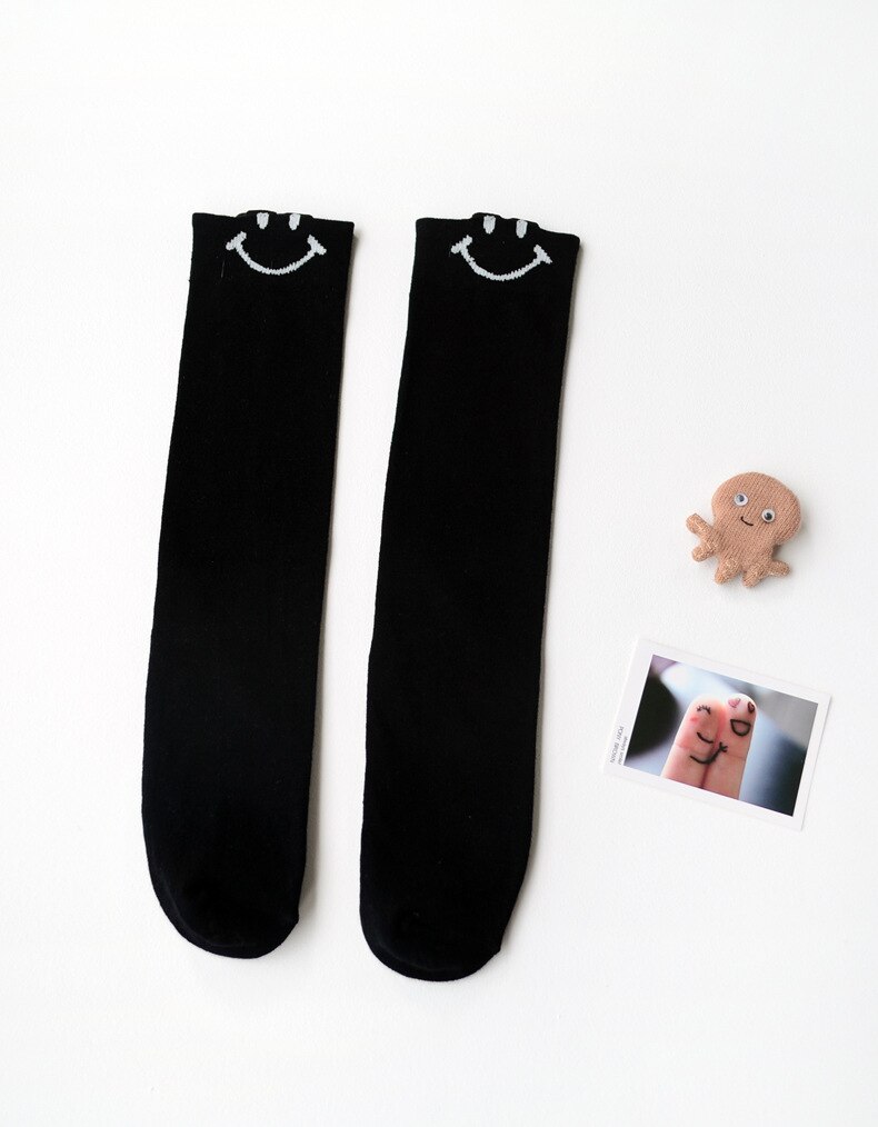 2-6 Jaar Baby Kinderen Panty Katoen Gebreide Panty Kniekousen Voor Meisjes: black smile