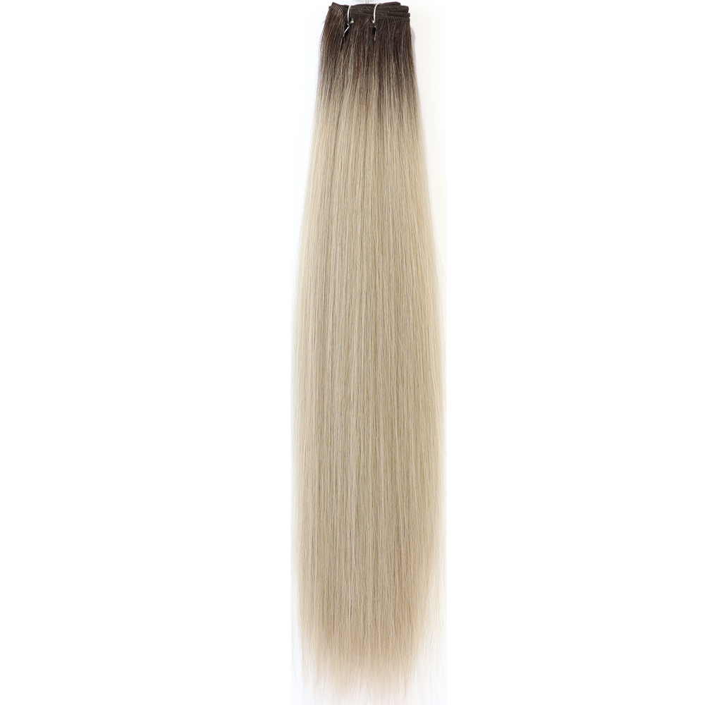 Extensiones de cabello liso de 26 pulgadas, mechones de cabello ombré, pelo de fibra resistente al calor, tejido de pelo liso sintético