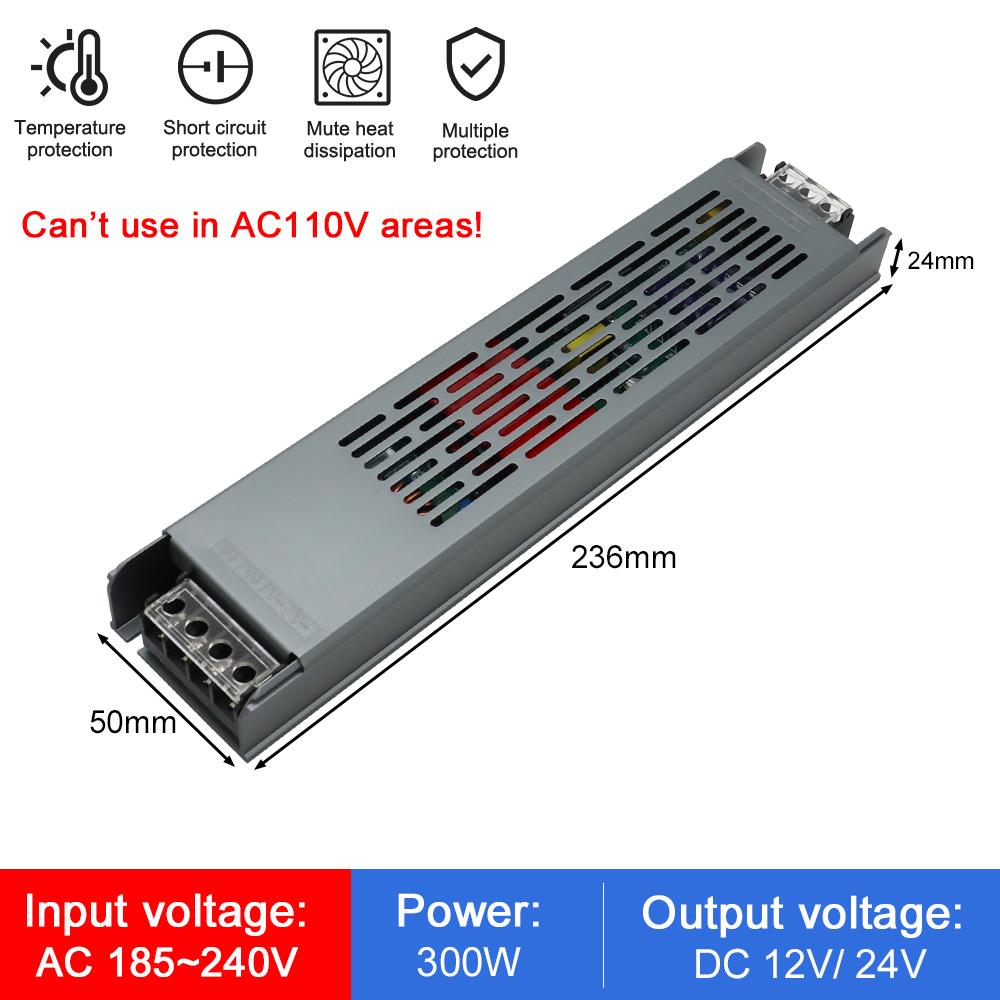 Ultratynd led-transformer strømforsyning  dc 12v 24v 60w 120w 200w 300w 400w ac110-240v led-driver strømforsyning til led-strimler belysning: Brun / 380v