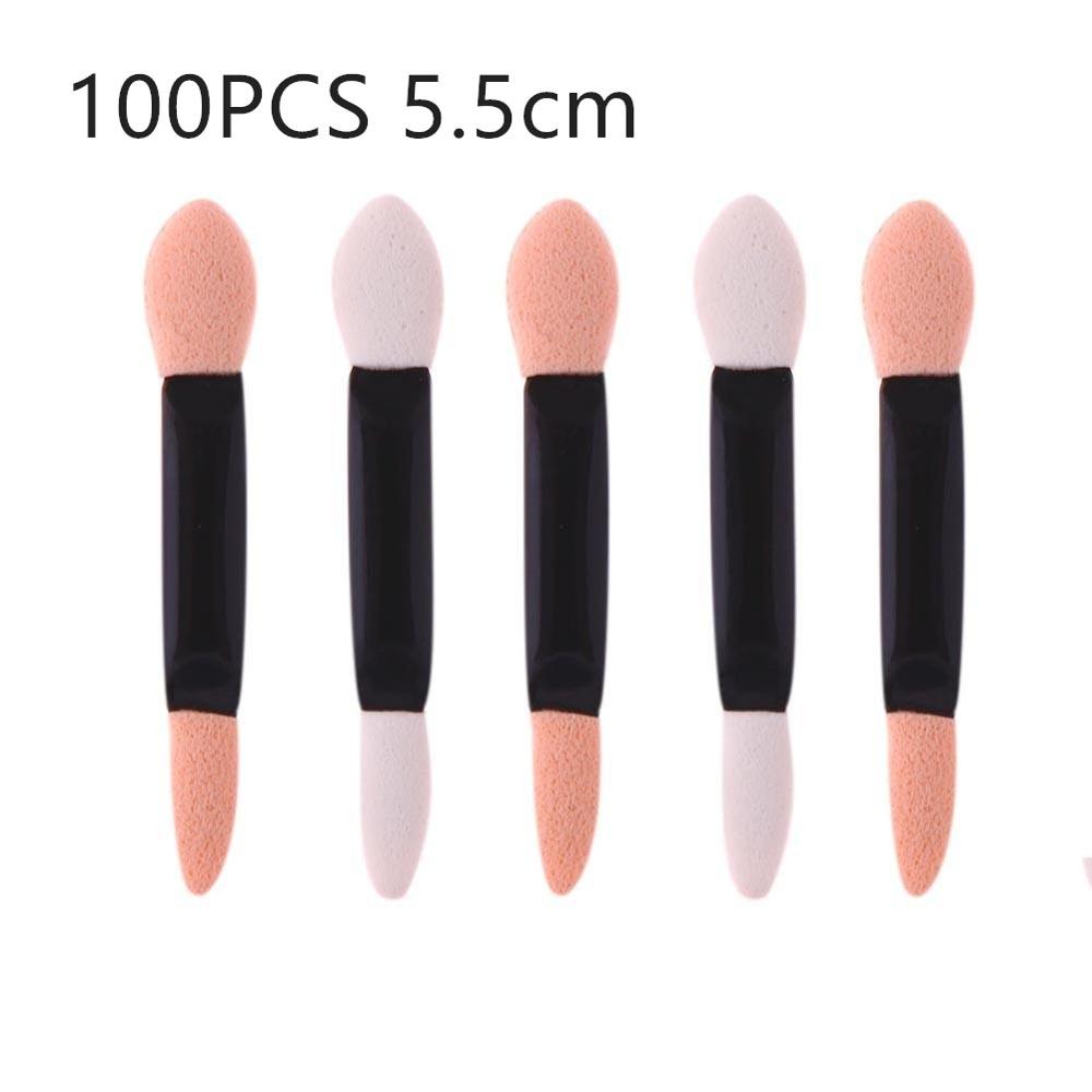 100 stk engangs øjenskygge børste dobbeltsidet svamp nylon sæt &amp; kits øjenskygge børster makeup kosmetisk applikator: Guld