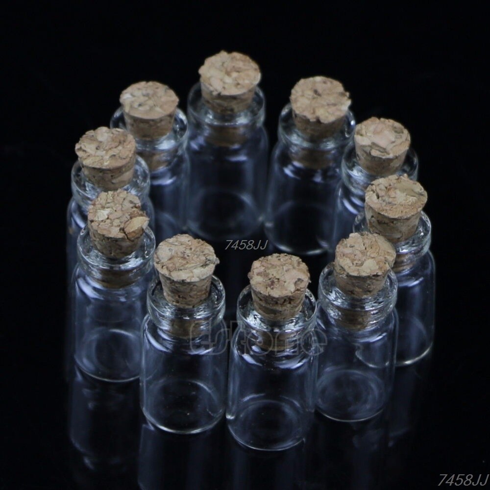 10Pcs Kleine Lege Clear Glazen Fles Flesjes Met Kurk Opslag Craft 0.5Ml 10*18Mm G03