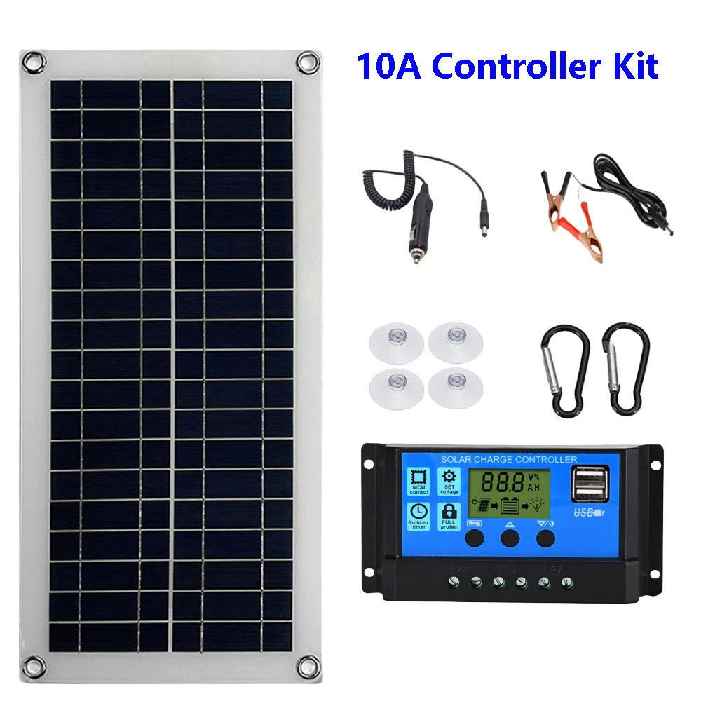 2000W Zonne-energiesysteem Zonnepaneel Kit 12V Zonnebatterij 10A-60A Controller Zonnepaneel Thuis Mobiele RV Auto caravan Thuis Campin: Groen Camouflage