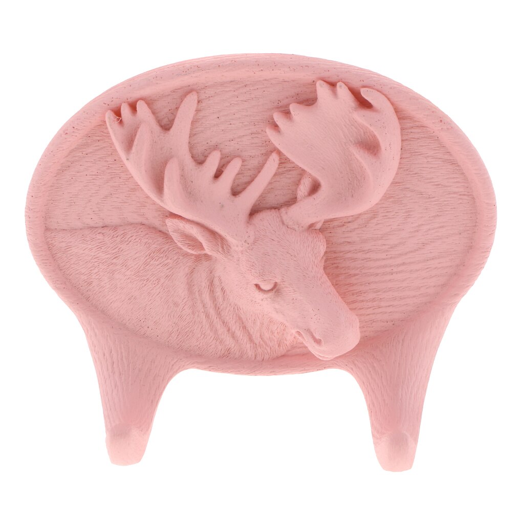 Crochet auto-adhésif pour tête de cerf | Résine 3D de Style nordique, crochet autocollant Mural Art Mural, crochet à stickers: Pink F
