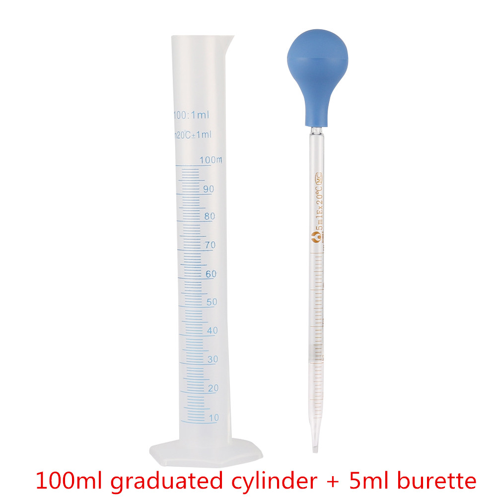 5ml/10ml Rubber Head Glass Dropper and 100ml Measuring Cylinder Kit Chemistry Biological Laboratory Dropper 1 Set