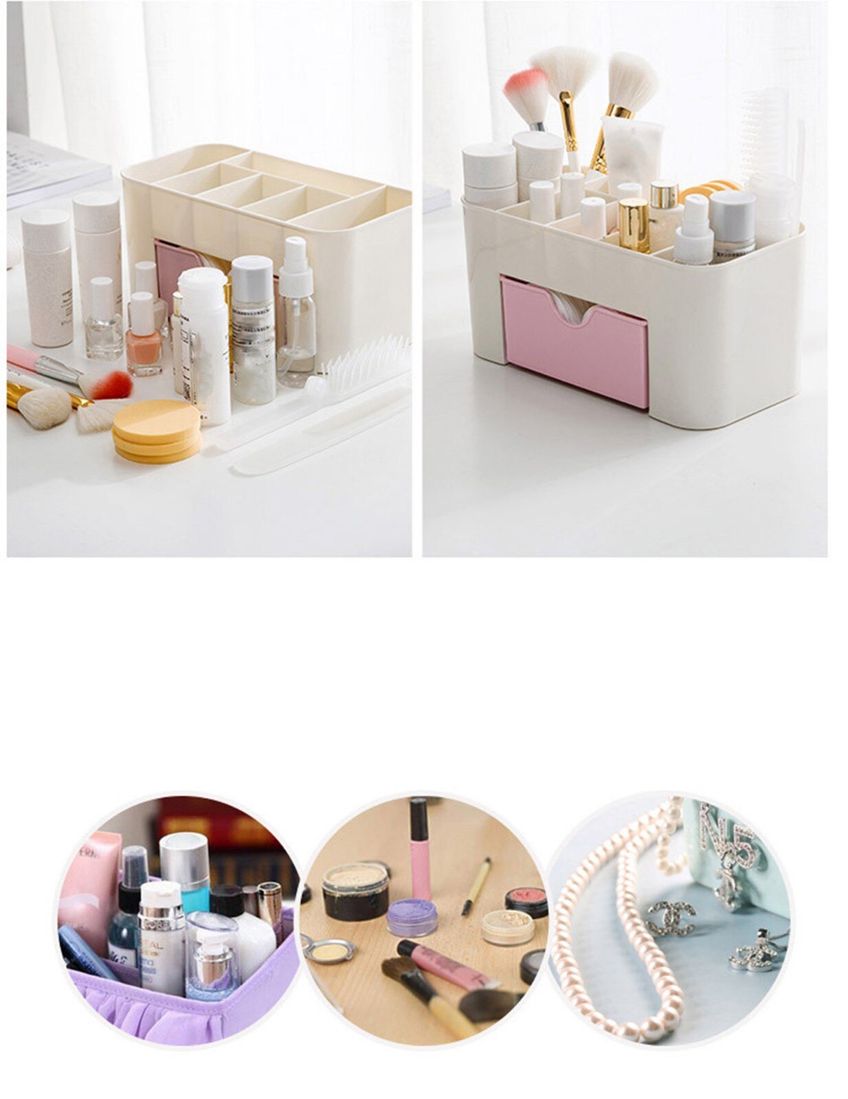 Girls Double-layer Cosmetic Storage Box Space-saving Desktop Storage Desk Storage Drawer Holder Органайзер Для Косметии