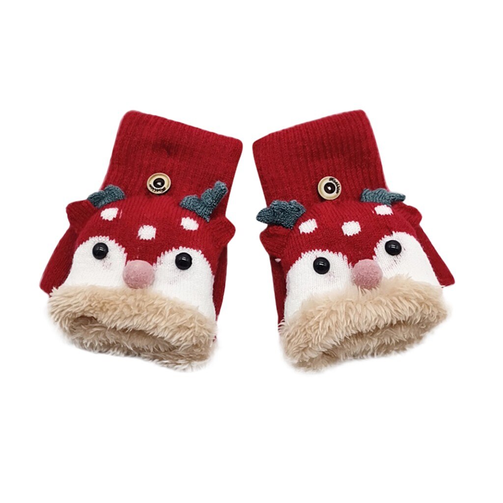25#  kinder winter kerst handschoenen halve vinger gewei converteerbare flip top handschoenen zonder vingers handschoenen