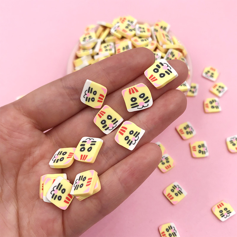 50g/lot 10mm Cartoon Tiger Head Clay Sprinkles for Crafts Play Toys Filling Accessories DIY Polymer Craft Decoration