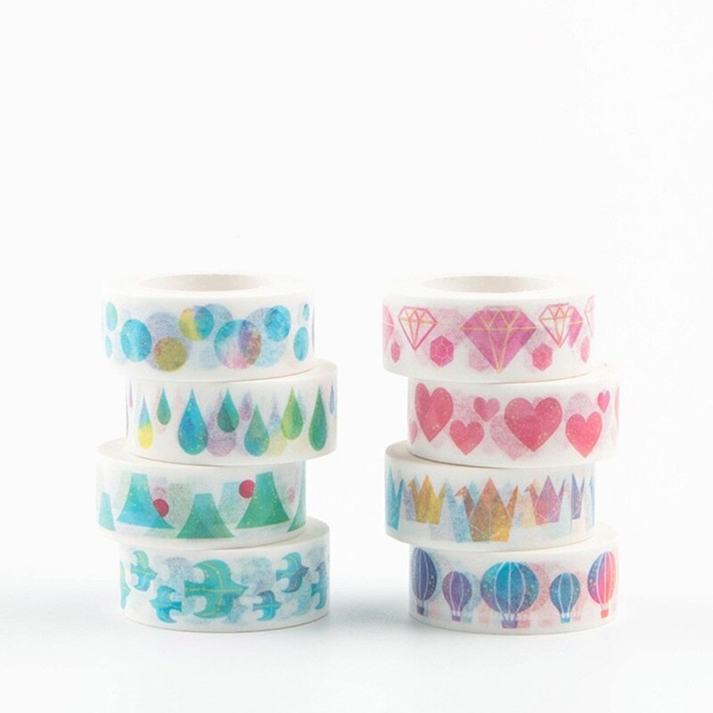 Akvarel papir washi tape 15mm farve hjerte diamant ballon galakse selvklæbende malertape dekoration klistermærker hjemme diy kunst  f147