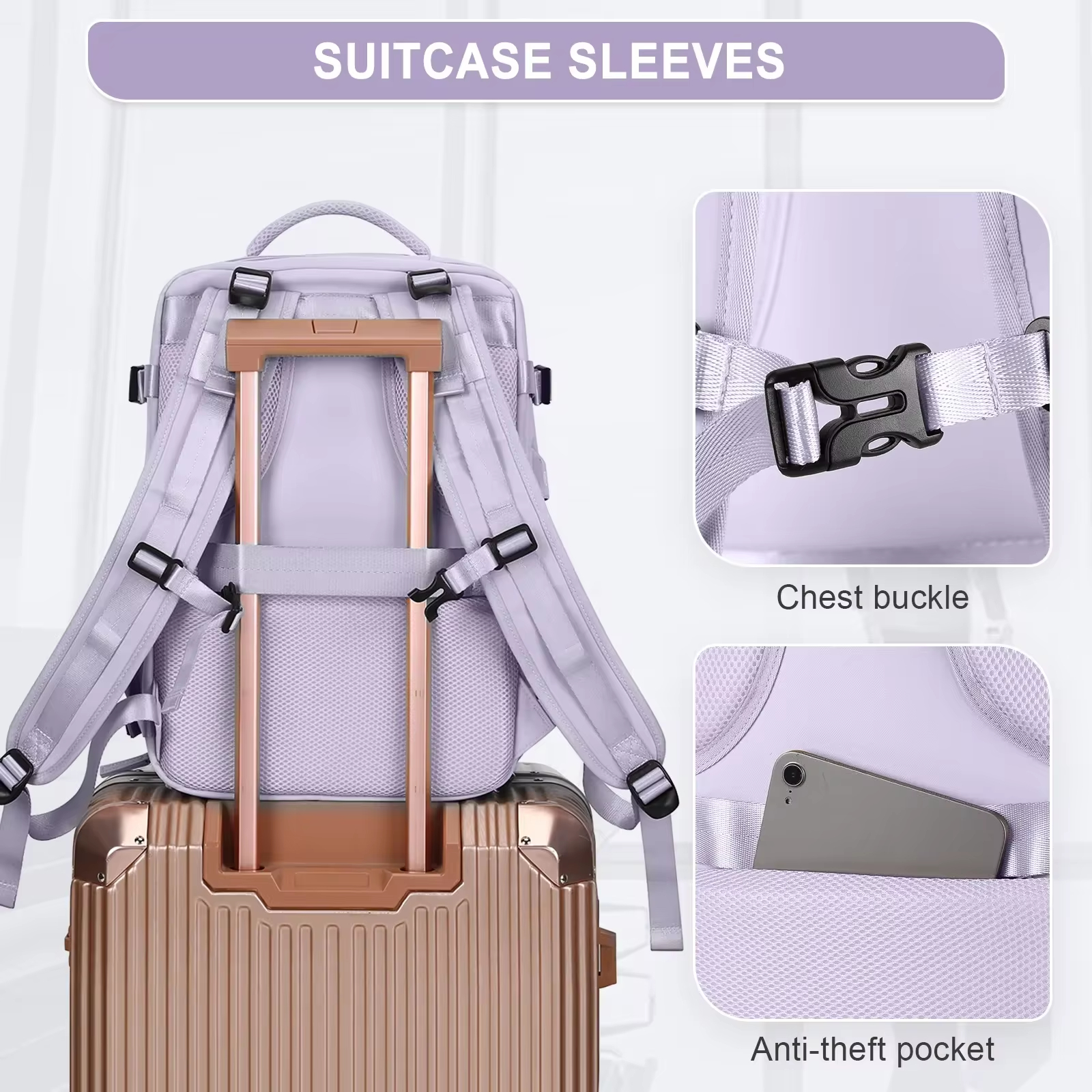 Mochila de viaje Buylor 40x25x20 para mujer, mochila para equipaje de cabina de avión, mochila para ordenador portátil de 14 pulgadas, mochila escolar informal