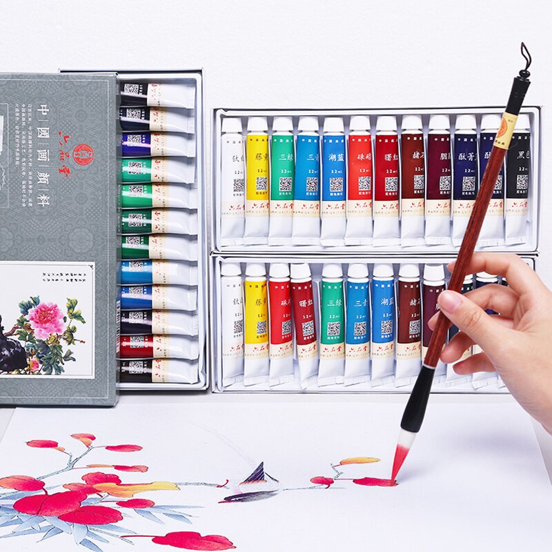 Chinese Paint 12/18/24 Colors Pigment Chinese Landscape Flowers Painting Paint Art Student Painting Drawing 5/12ml Art Supplies