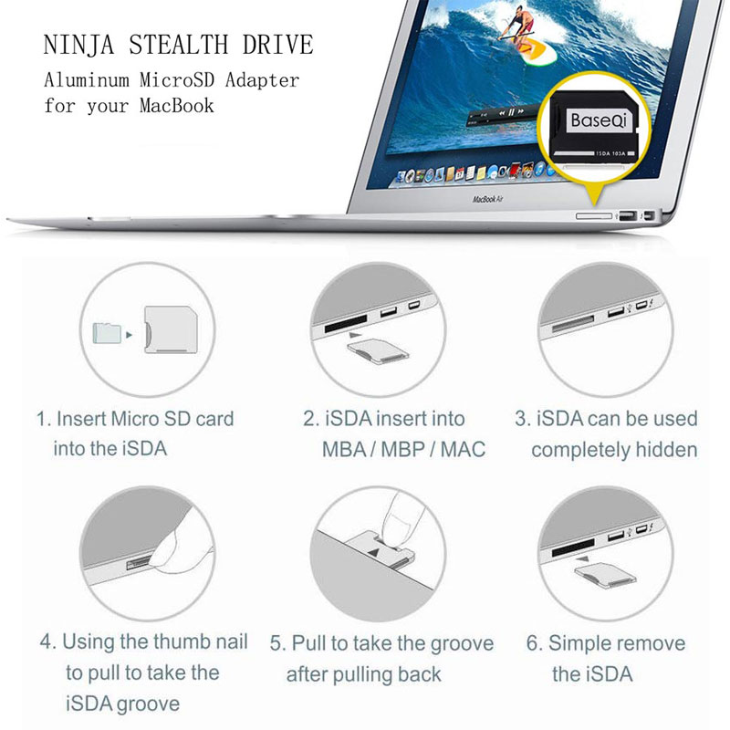 Baseqi Ninja Stealth Drive Adapter for Macbook Pro (Non-Retina ) 13 inch &amp; 15 inch 103A Metal Memory Card Adapter