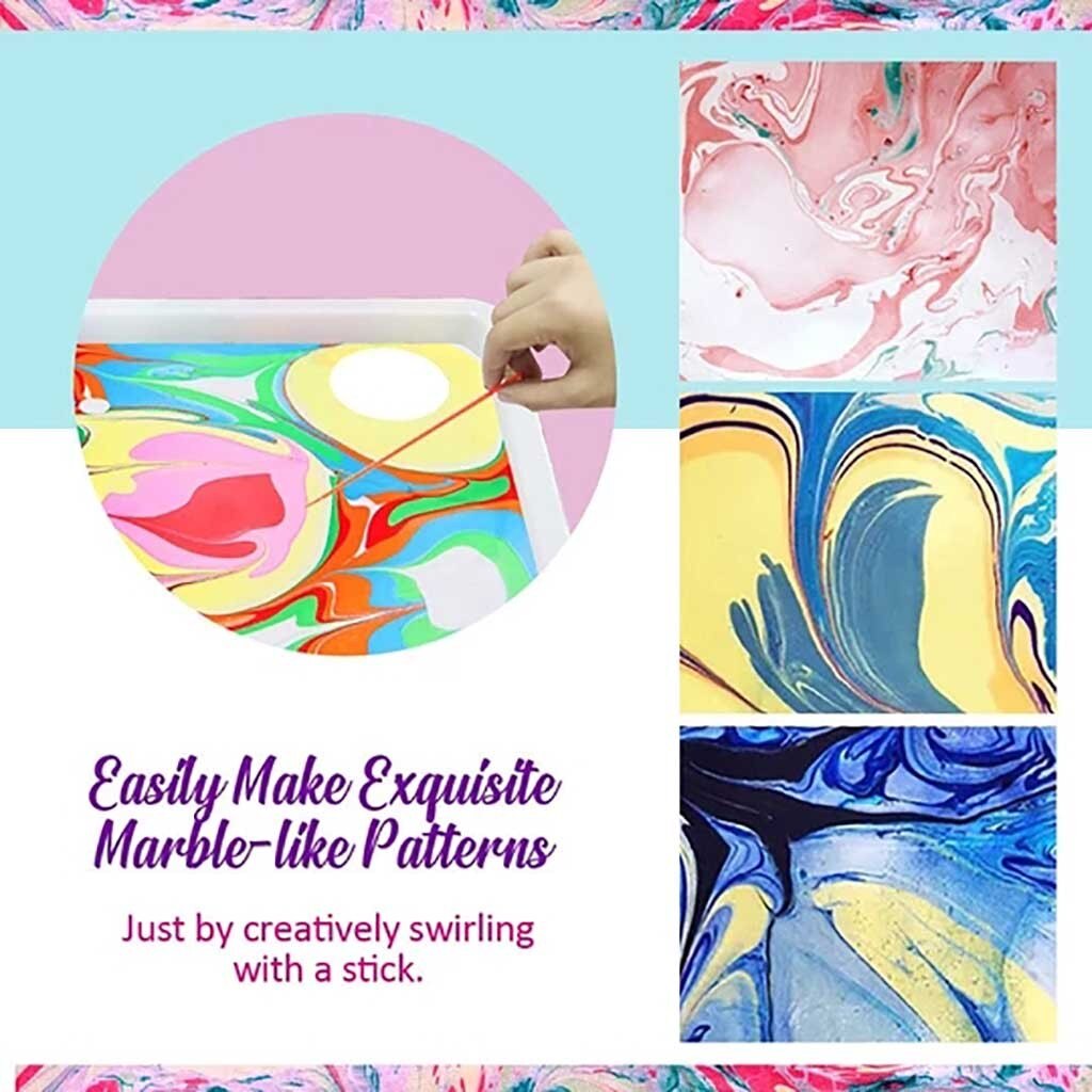 Juego de pintura artística a base de agua para niños, Kit de pintura de mármol DIY, pintura sobre agua, juego de 6 colores de pintura acrílica, 25 #46ml