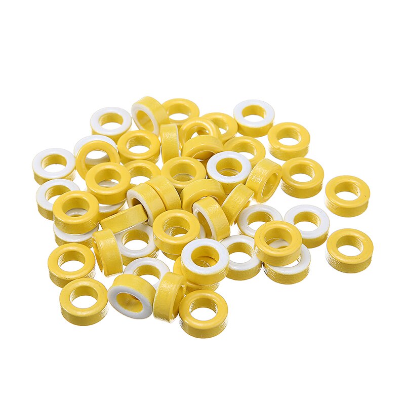 50pz T50-26 Giallo Bianco Anello di Ferro Toroide di ferrite nucleo 7.5 millimetri di Diametro Interno per Induttori