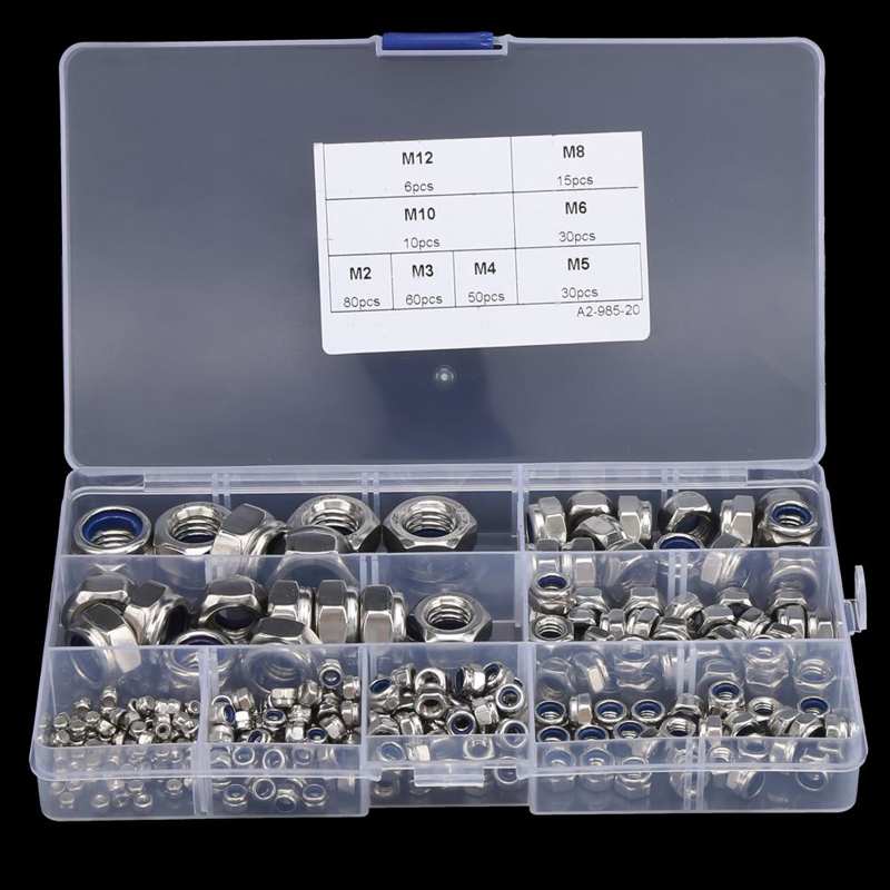Nylon Lock Nut Set Self‑Locking Nuts Set Durable To Use Self‑Locking Nuts Kit Good Rust Resistance Low Temperature Strength
