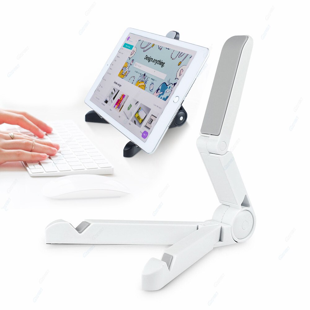 Fully Foldable Tablet Stand Adjustable Desktop Tablet Holder Stand For iPad Samsung Xiaomi Tablet Mount Support 3.5-12.9'' Phone: White DIY Stand