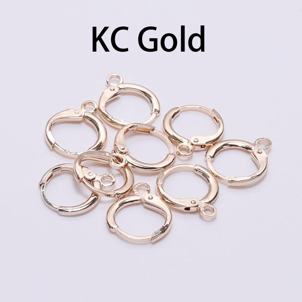 20pcs product 14*12mm Hook Clip Earrings Clasps & Hooks Material Wire Settings Base Hoops Supplies For DIY Jewelry: KC Gold