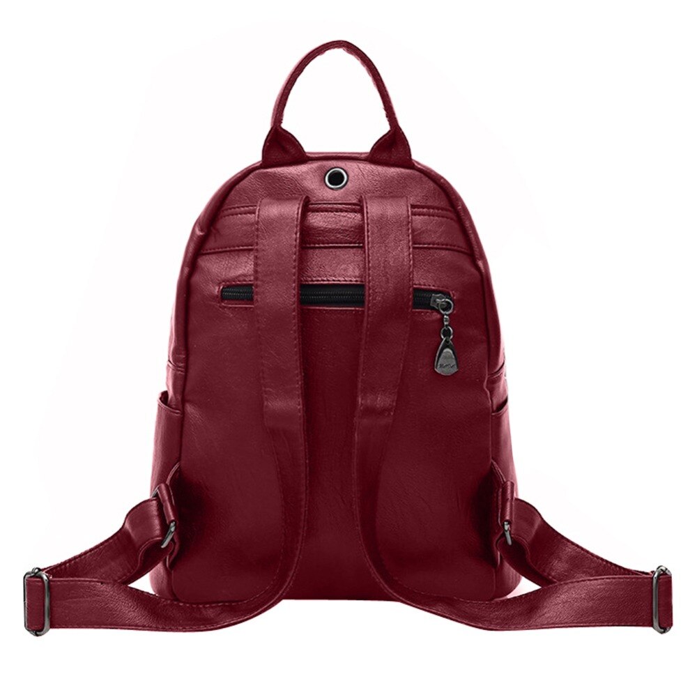 Women Solid PU Leather Backpacks Mochila Escolar Teenagers Zipper School Bags Girls Teenage Travel Casual Shoulder Bag Rucksack
