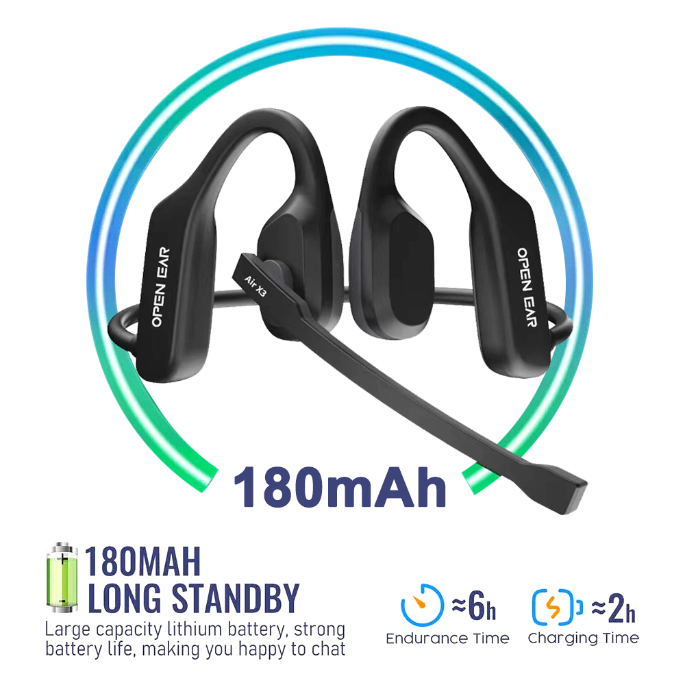 Fones de ouvido sem fio Bluetooth camionista Fones de ouvido esportivos Microfone removível Boom Botão mudo Fones de ouvido Bluetooth abertos