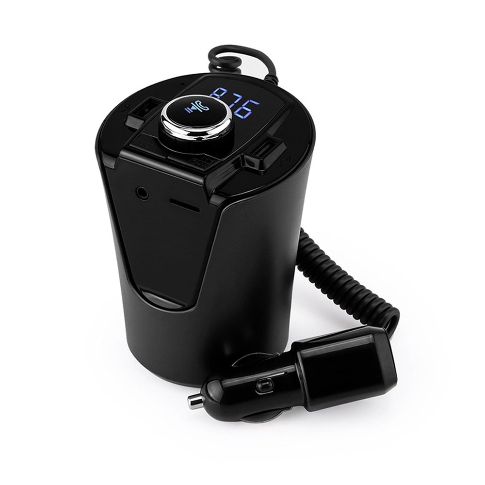 Bluetooth 4.2 Draadloze Handsfree Car Kit Fm Transmitter Cup 2.1A Quick Lading Auto Radio Adapter Handsfree