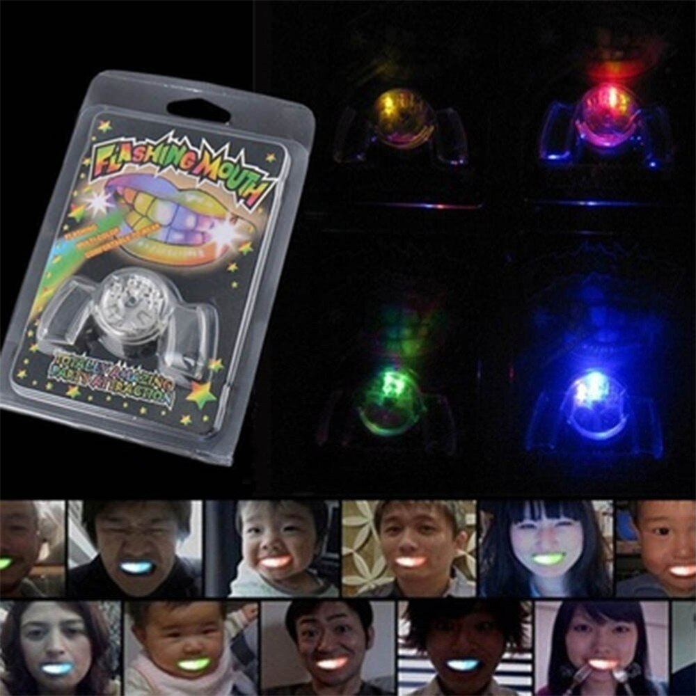 Lichtgevende speelgoed Knipperende LED Light Up Mond Bretels Stuk Glow Tanden Voor Halloween Party Rave Grappige Z0301