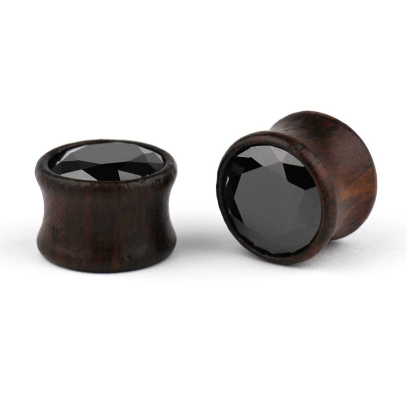 1 par de tapones de madera de circón negro túneles de oreja delgada Flexible túnel Piercing para carne tipo tunel expansor de oreja extensores 8-16MM: 10MM