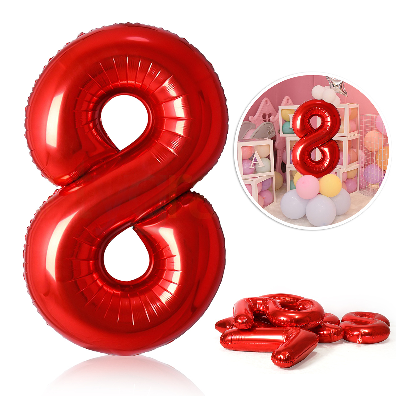 Globos de papel de aluminio rojo de 40 pulgadas, Globos con números de 0 a 9, decoración para de boda y feliz cumpleaños, Globos de figuras grandes para ducha: Color zafiro profundo