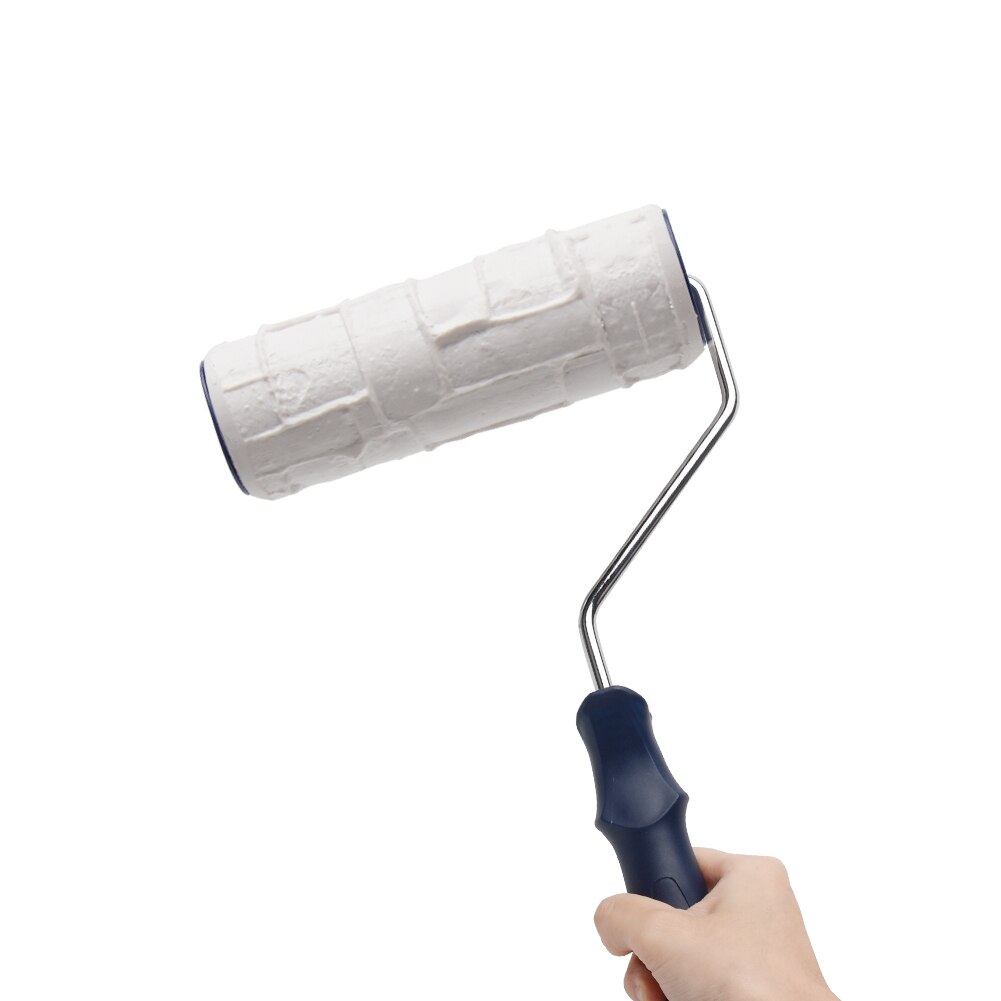 8inch Wall Texture Manual DIY Home Decor Accessories Rubber Paint Roller With Handle Portable Embossing Tool Office