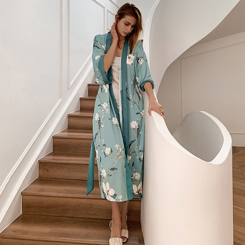 Wikoan Accappatoi e Vestaglie da Donna Kimono Donna Camicie da Notte Vestaglia Corta,Bianco,S