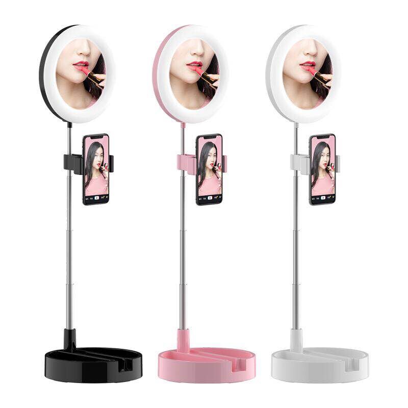 G3 6 Inch Ring Licht Met Ronde Stand Telefoon Houder Led Ring Verlichting 6000K Fotografie Dimbare Make-Up Ring lamp Met Usb
