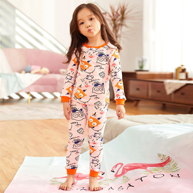 Children's Kid's Girl's Cute Sweet Animals Cartoon Printing Long Sleeved Pajamas Sets Sleepwear Nightwear Outfits: 3-4Y