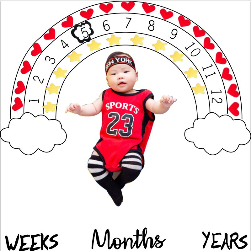 Baby baby milepæl teppe foto fotografering prop tepper bakgrunn klut kalender bebe gutt jente foto tilbehør 100 x 100cm